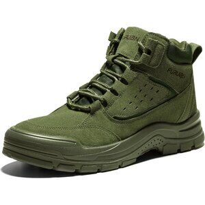 Unisex Green Comfortable Lightweight Slip-Resistant Steel Toe Work Boots